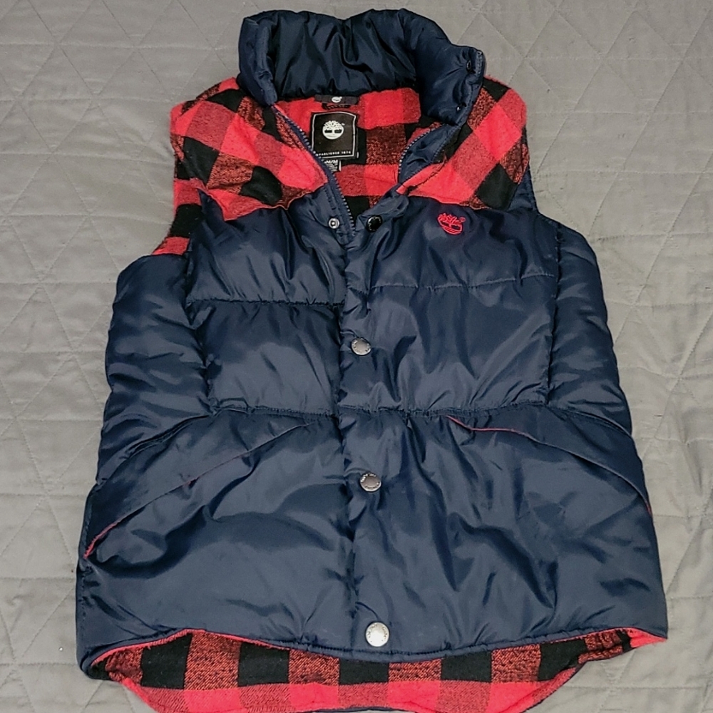 Kids Timberland buffalo print vest ❤🖤